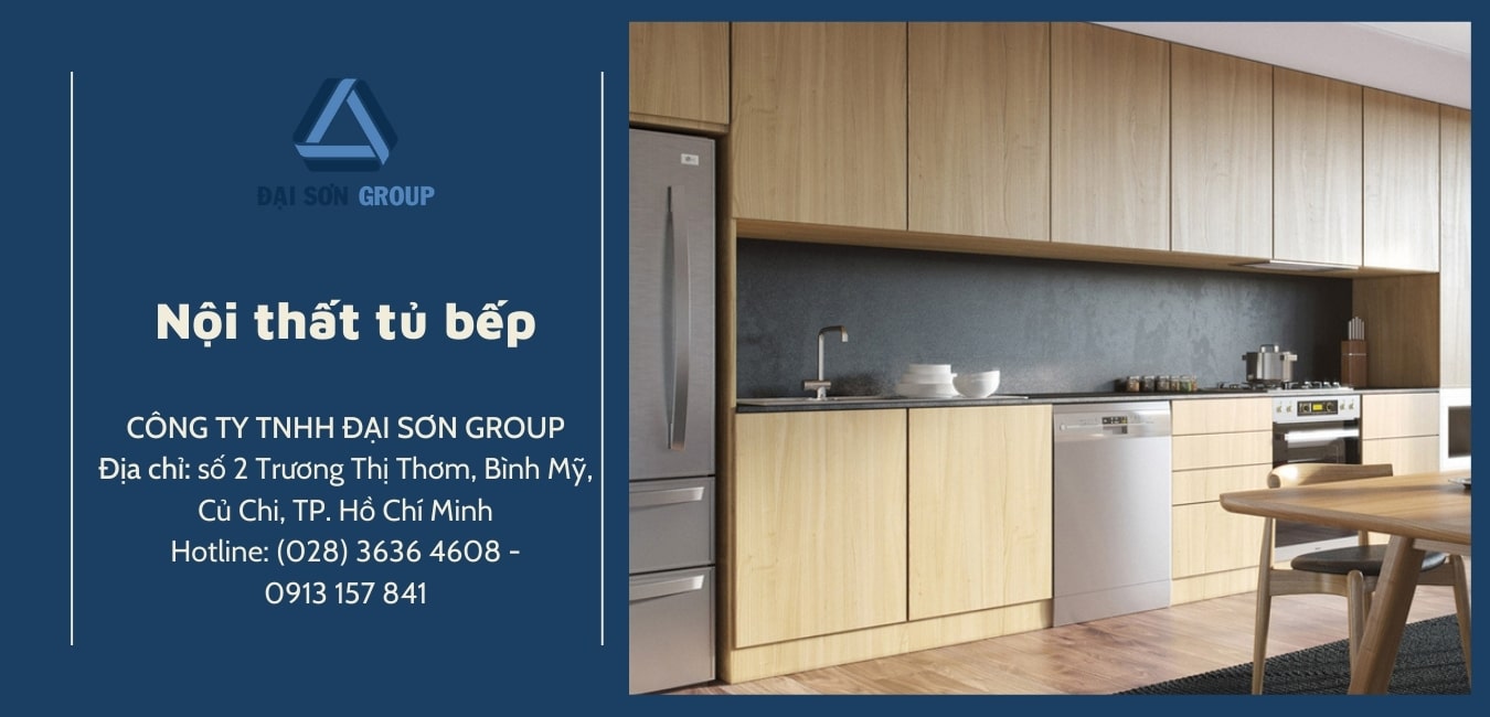 tủ bếp gỗ phủ melamine