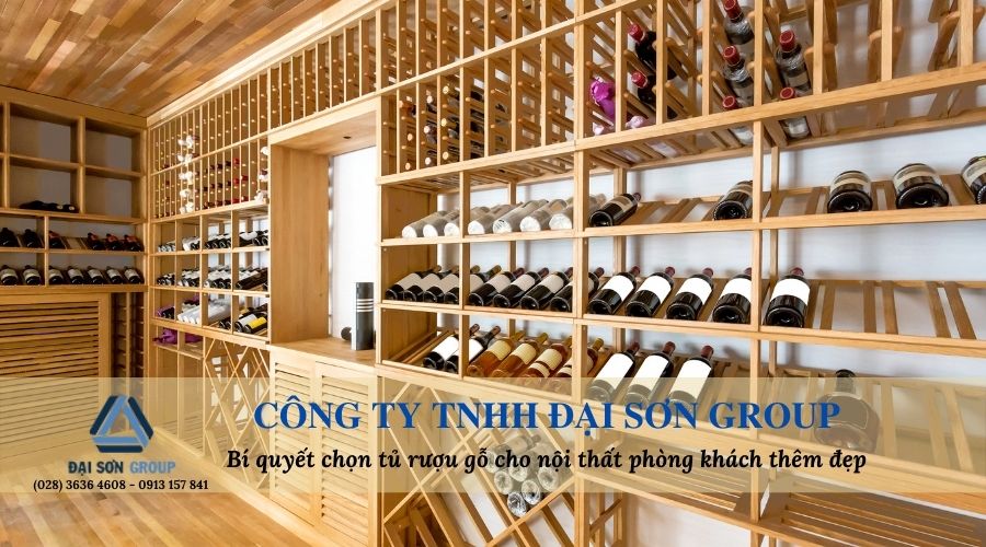 tủ rượu gỗ cho nội thất phòng khách thêm đẹp