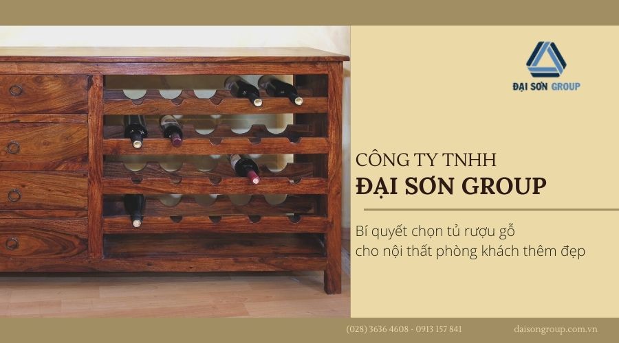 tủ rượu gỗ cho nội thất phòng khách thêm đẹp
