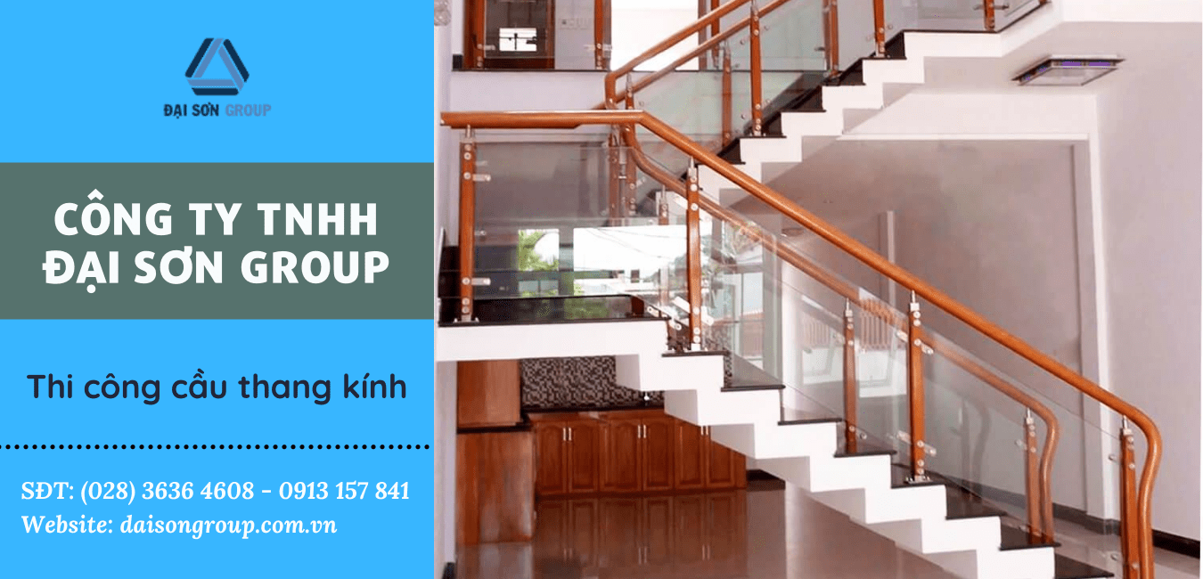 thi công cầu thang kính