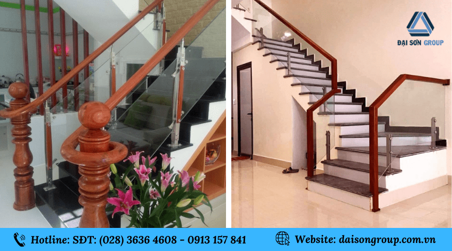 thi công cầu thang kính