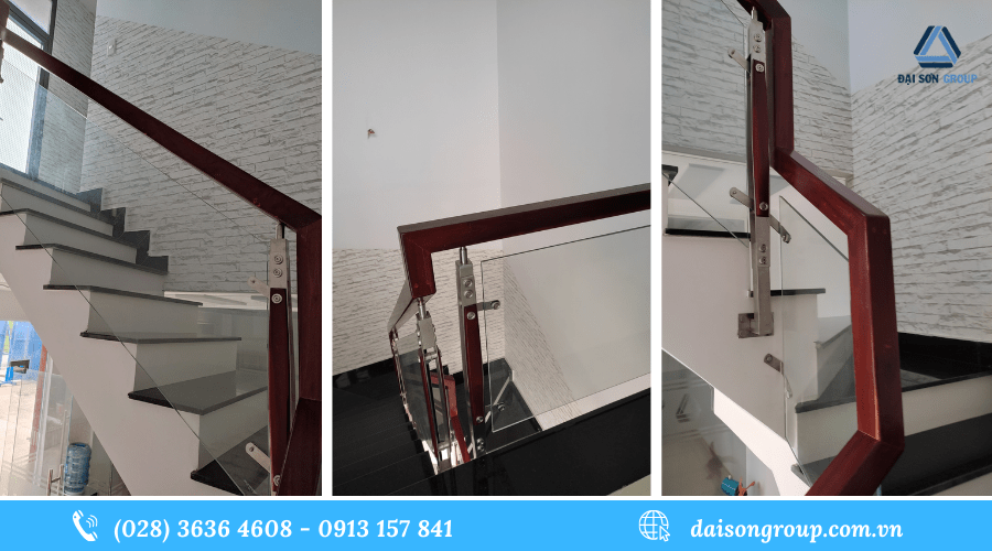 thi công cầu thang kính