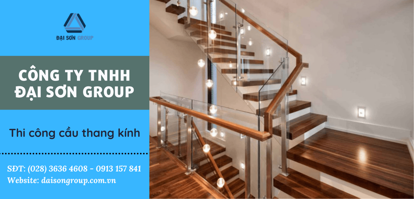 thi công cầu thang kính