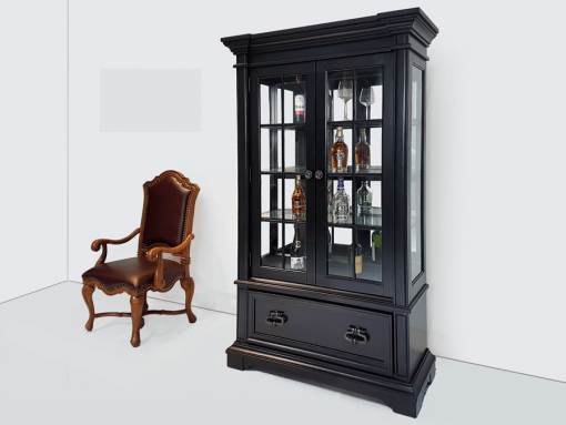 tủ rượu gỗ cao su hiện đại 